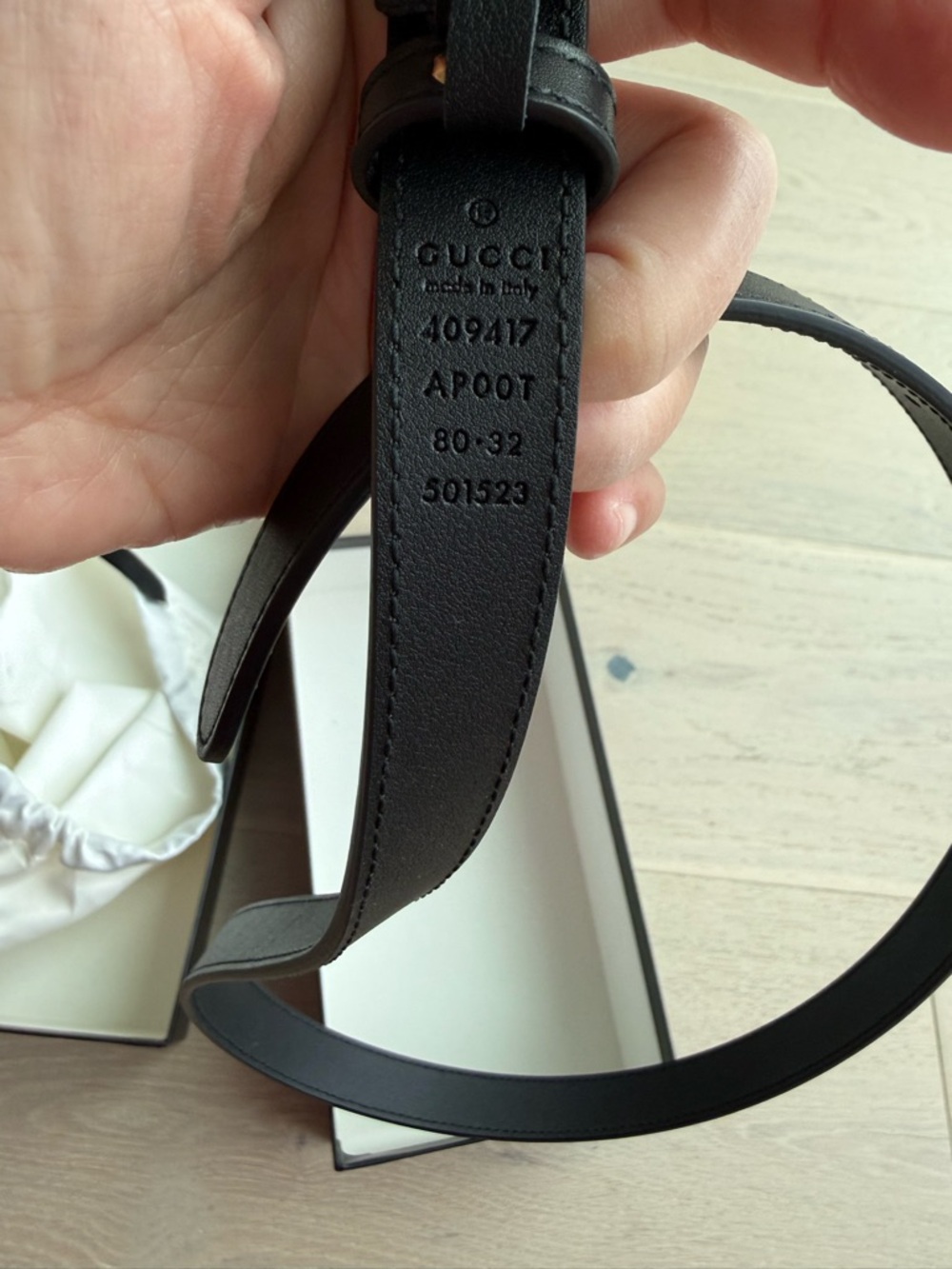 Gucci Black Leather Belt with Antique Gold Double G Buckle size 80/32 - Picture 2 of 8